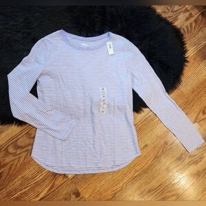 NWT Old Navy Purple Striped Everywear Long Sleeve Tee Womens Size M